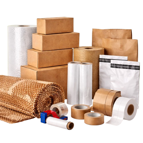 packing supplies neatly displayed on white removebg preview